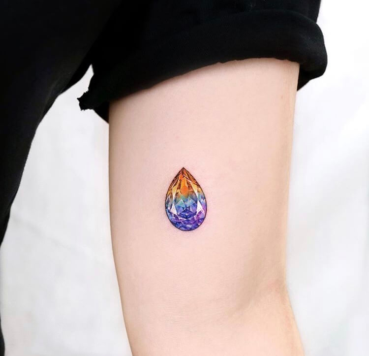 Colorful Crystals Small Tattoo Ideas For Women
