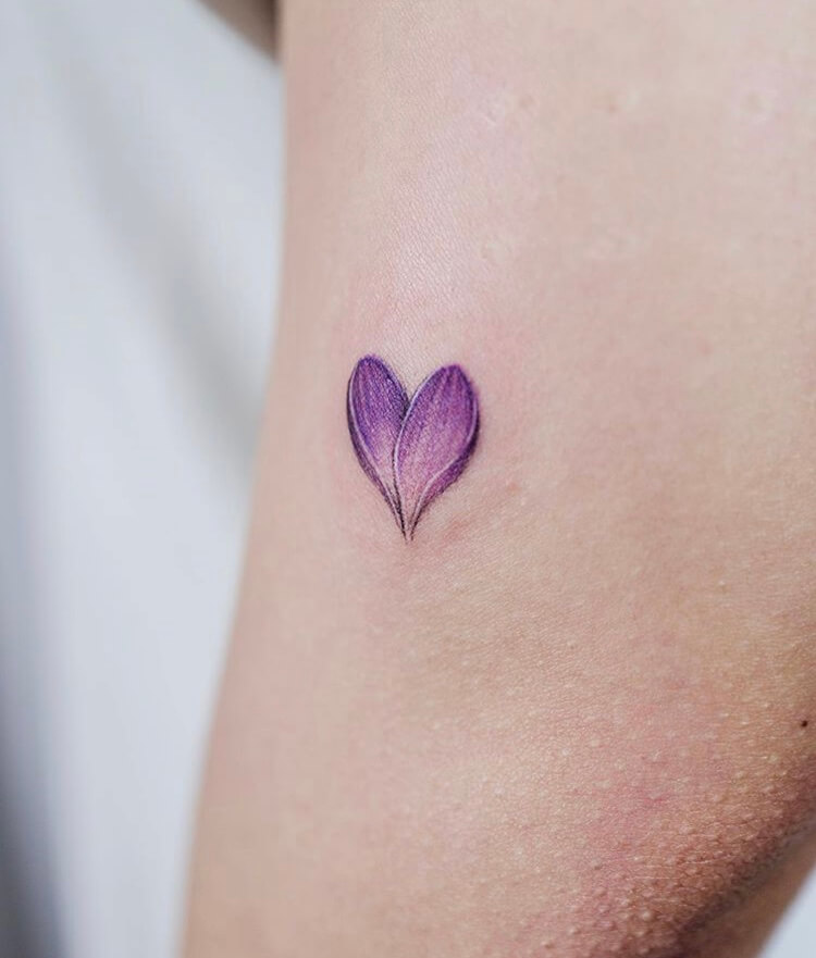 Purple Petal Love Heart Small Tattoo Ideas For Women