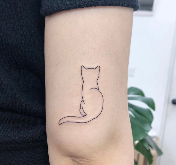 Cat Outline Small Tattoo Ideas For Women