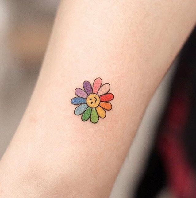 Colorful Cute Flowers Small Tattoo Ideas For Women