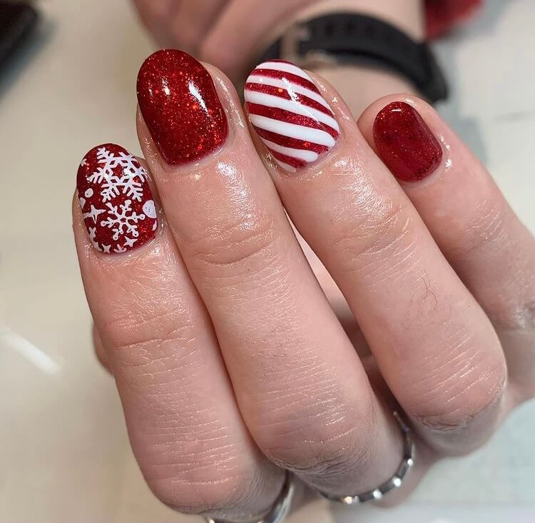 Festive French Tips Nails