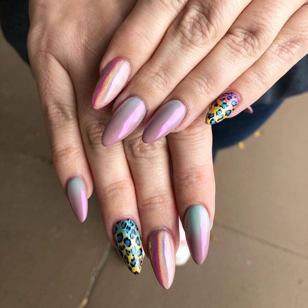 Holographic Almond Nails