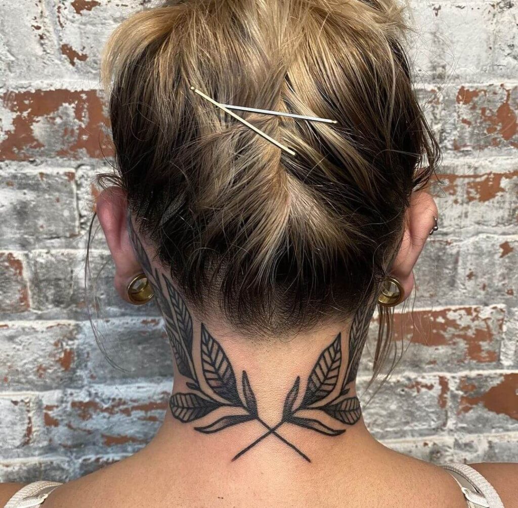 Leaf Neck Tattoo