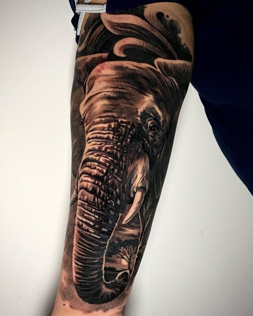 Elephant sleeve tattoo