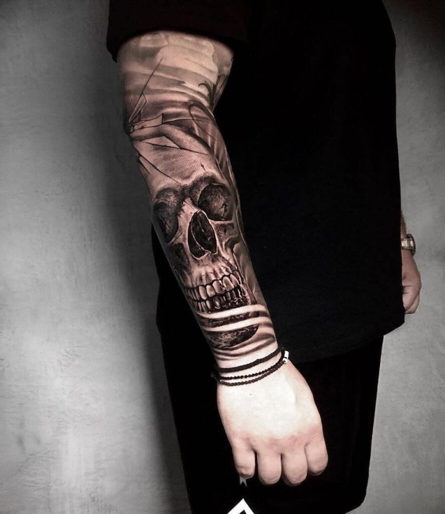 Skull sleeve tattoo