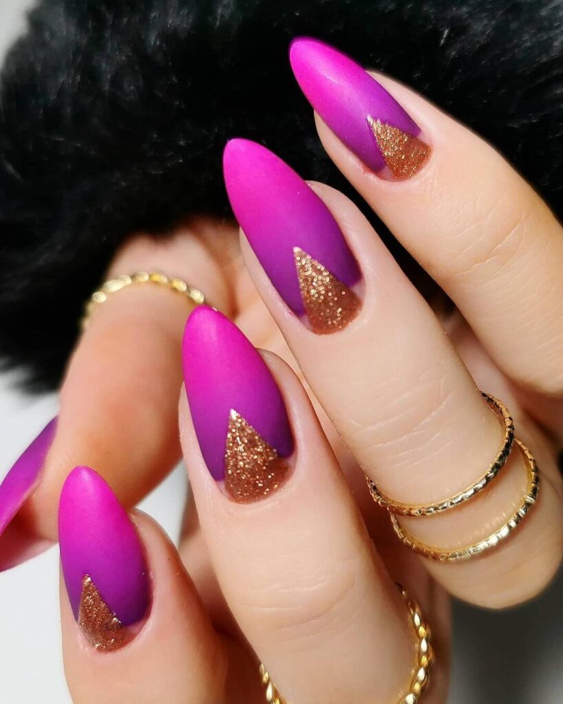 Charming purple almond Valentine's day nails