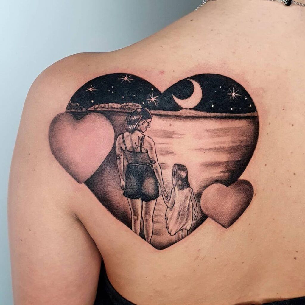 Family tattoo on the back