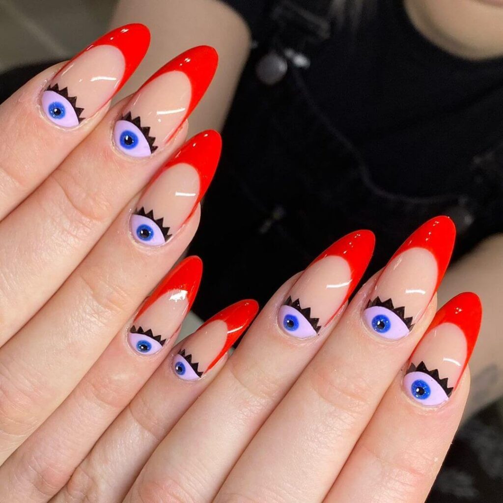 Eyes red french nail