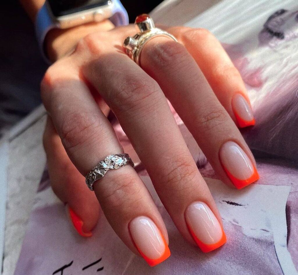 Orange French nail