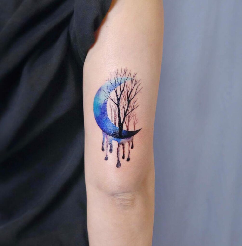 Tree moon tattoo