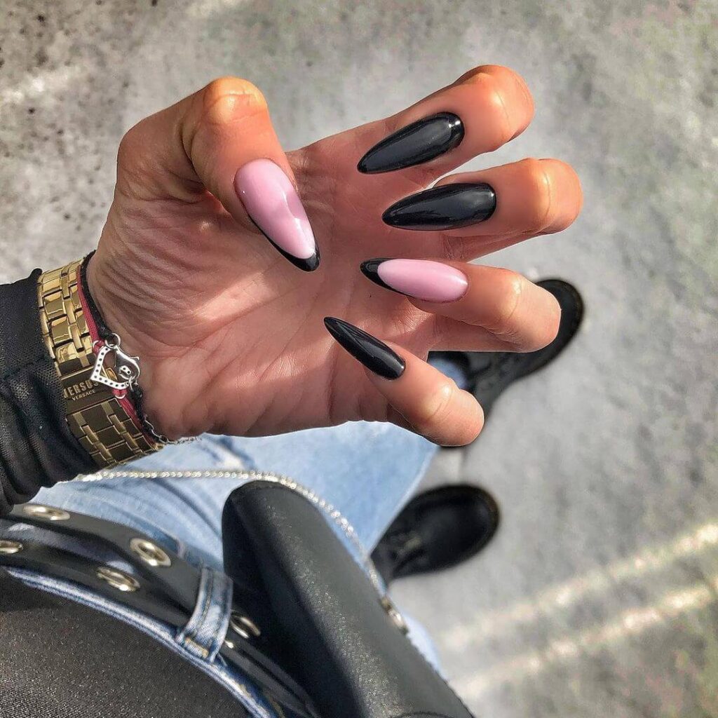 Unique black French nail