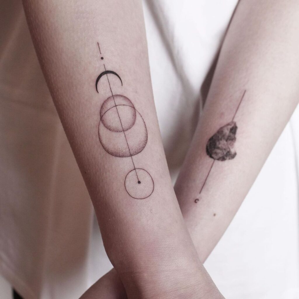 Moon phase line tattoo