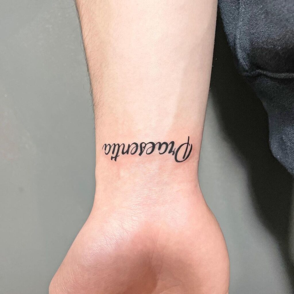 Word thick line tattoo