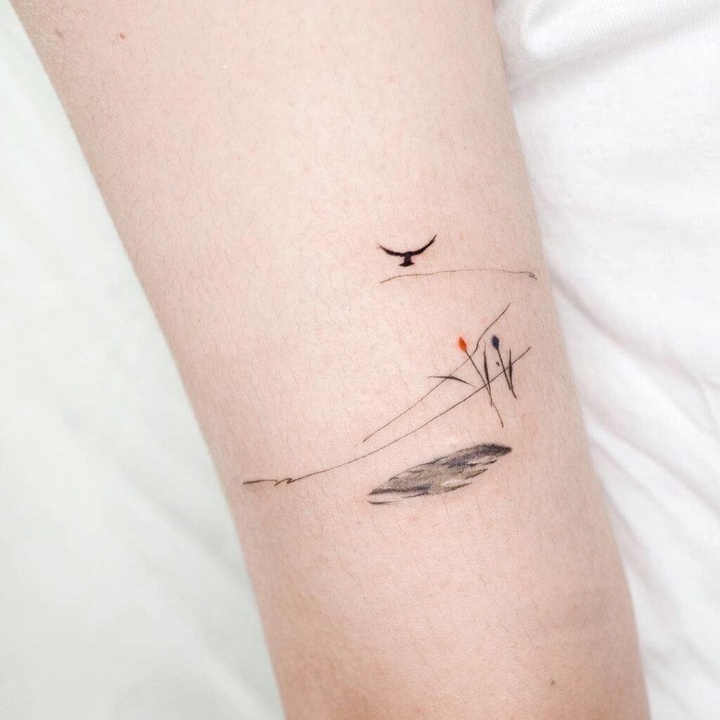 Landscape line tattoo