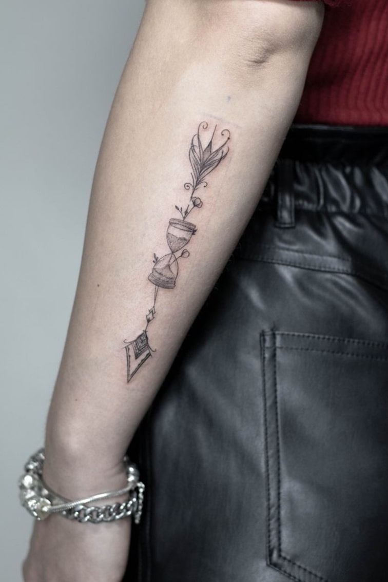 Hourglass Arrow Tattoo