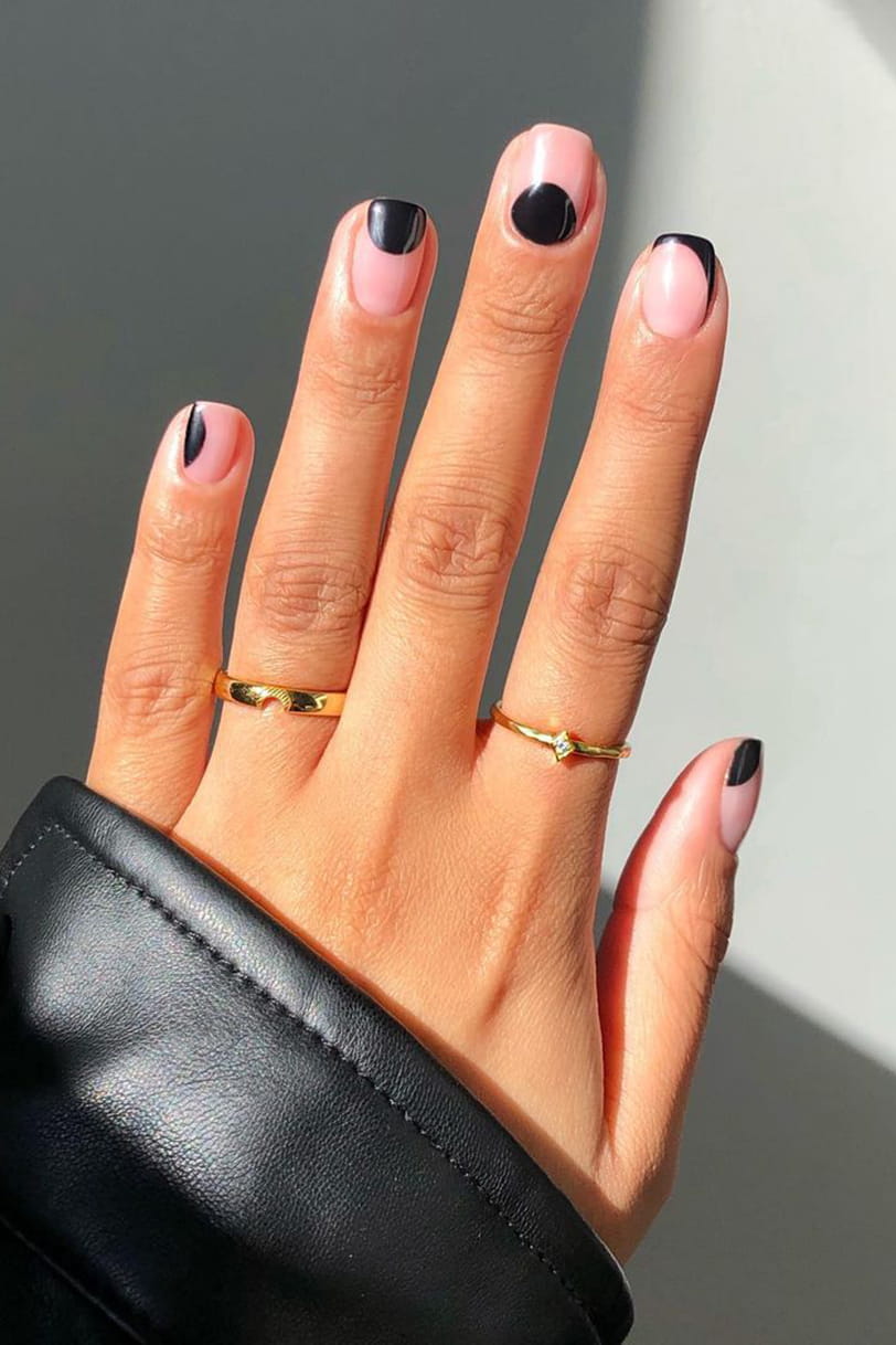 Cool black negative space nails