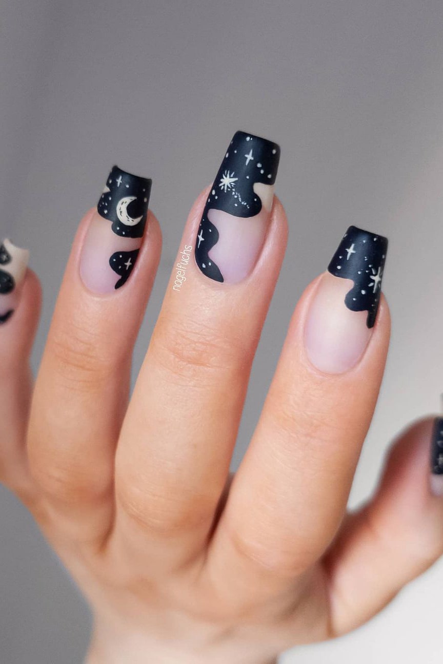 Galaxy Negative Space Nail