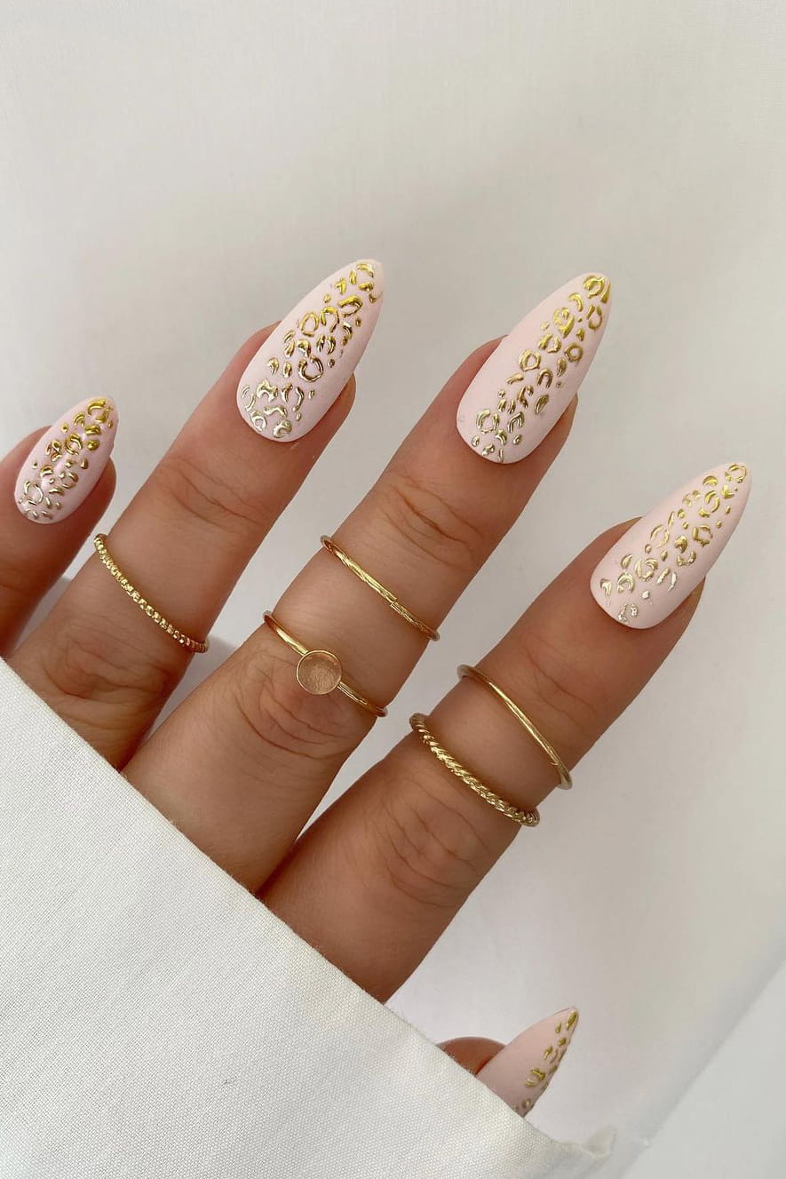 Leopard print chrome nails