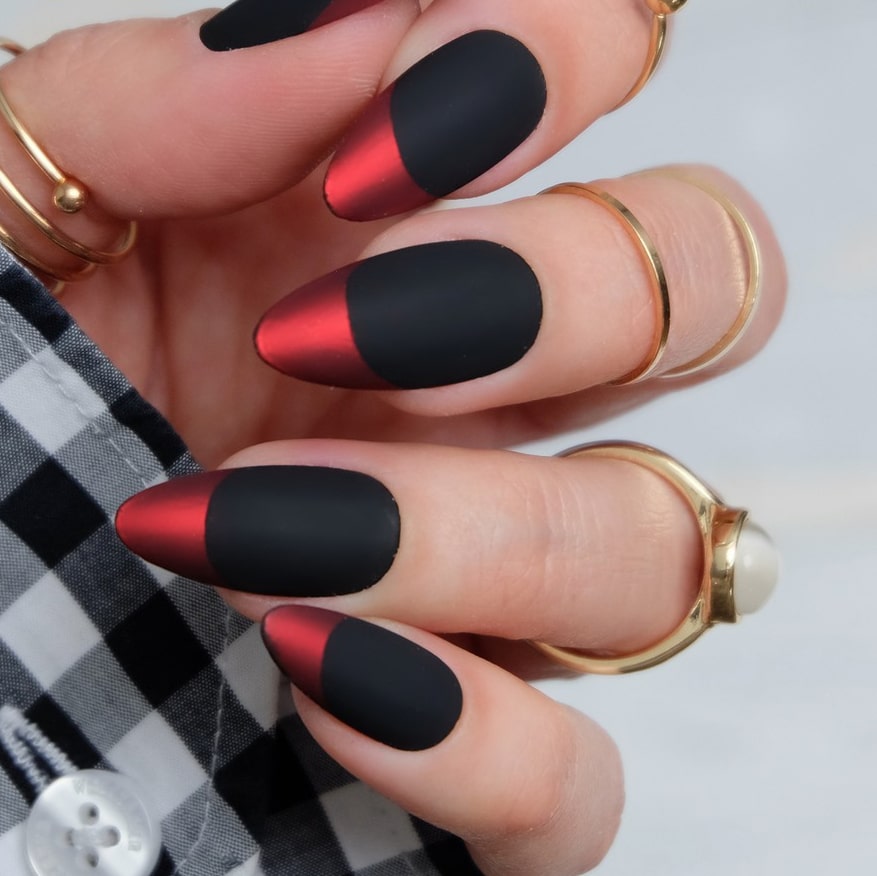 Red and black chrome nails