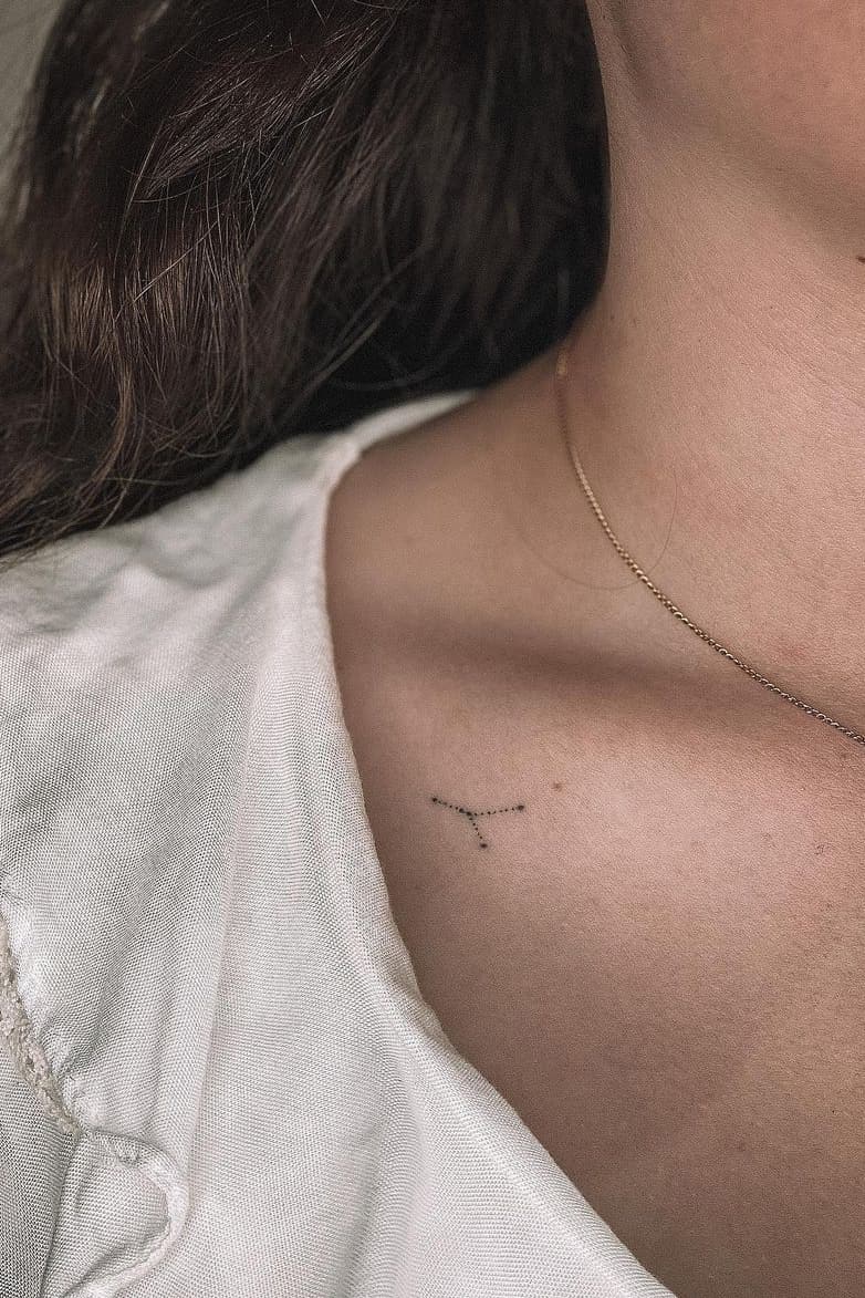 Constellation collarbone tattoo