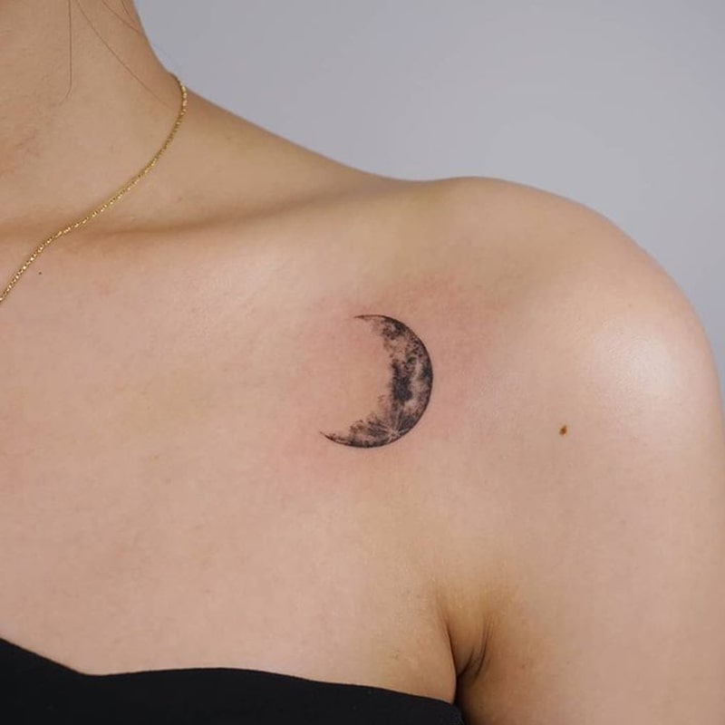 Moon collarbone tattoo