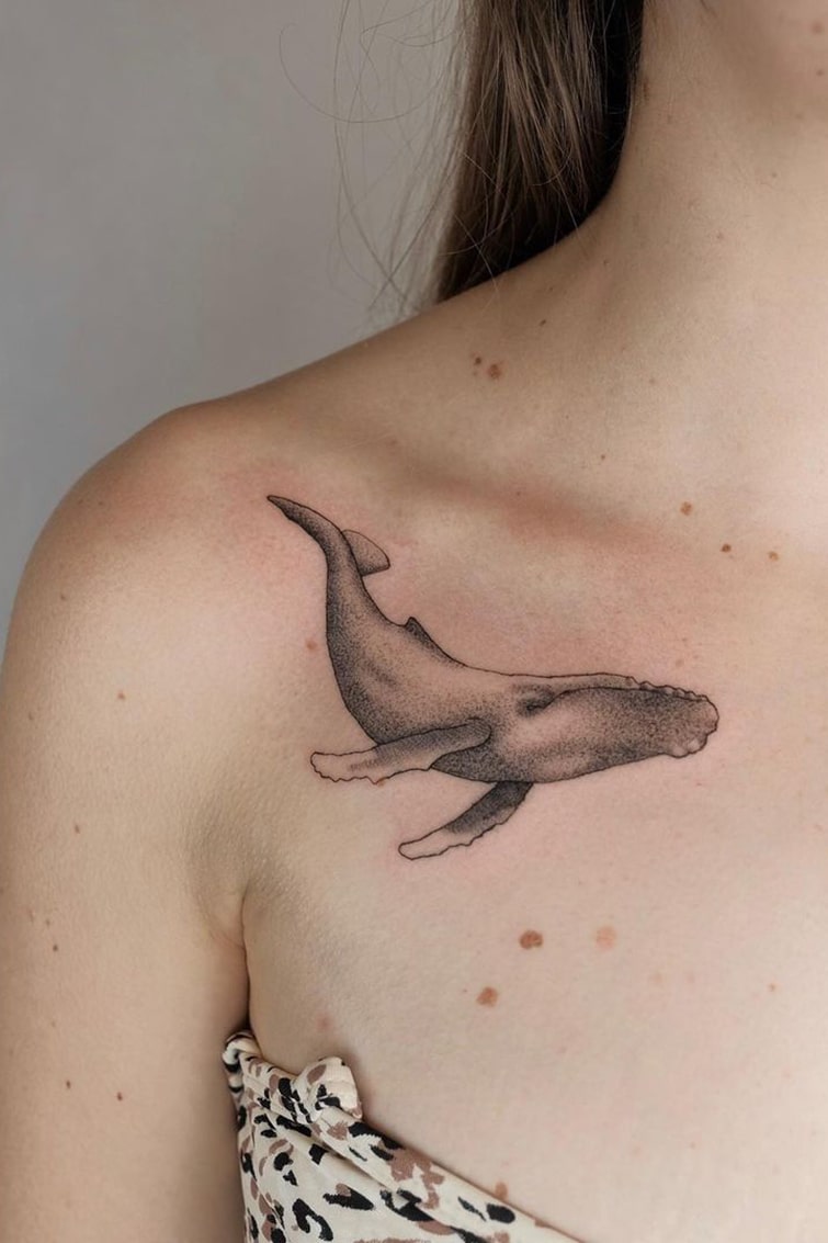 Whale collarbone tattoo