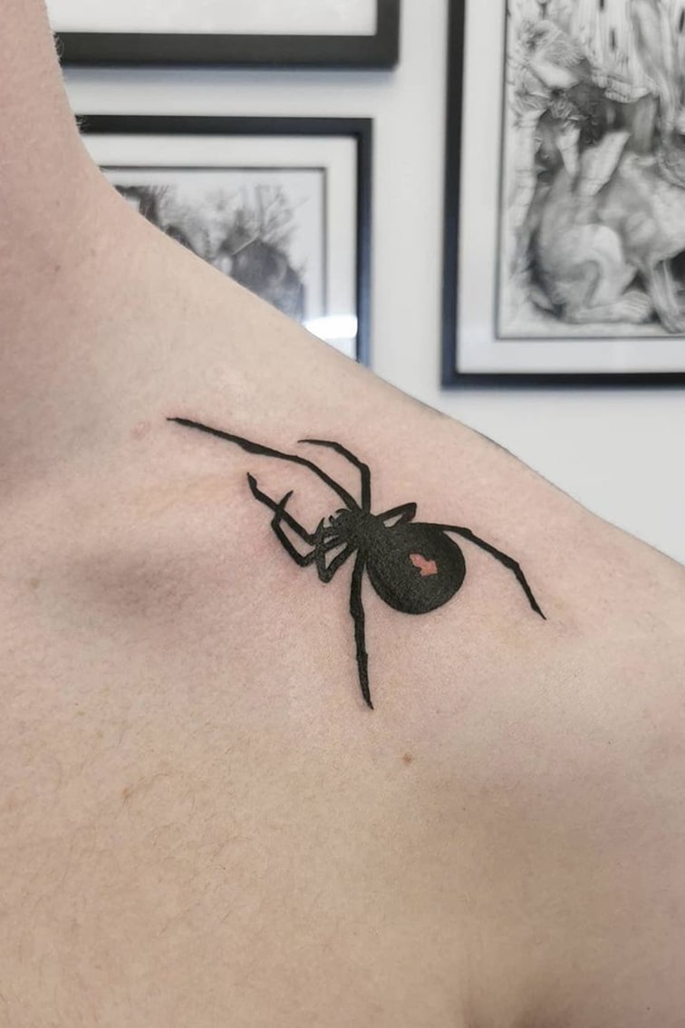 Spider collarbone tattoo