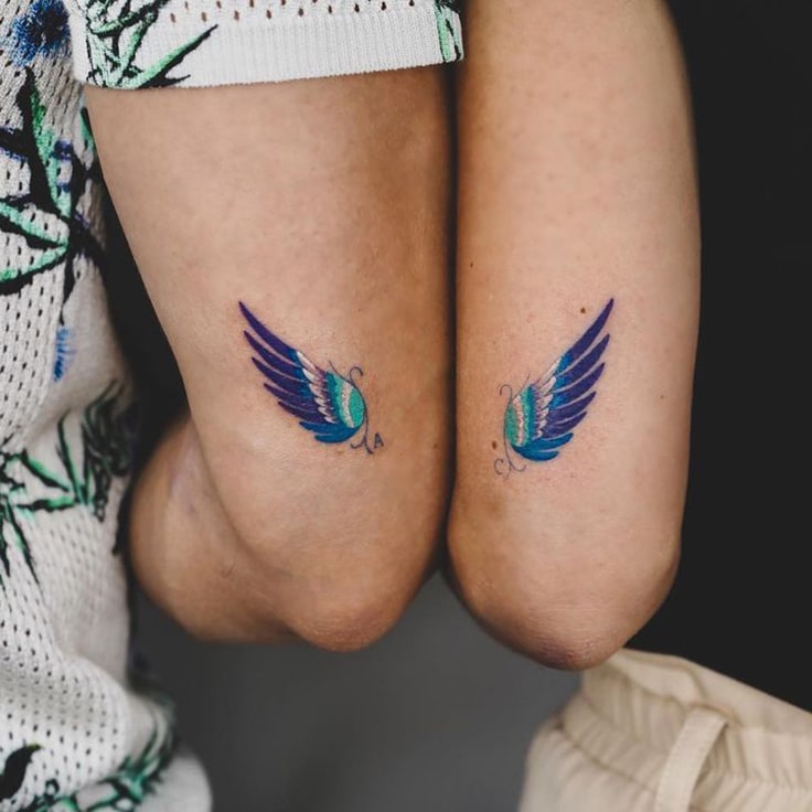 Couple Small colorful Tattoo