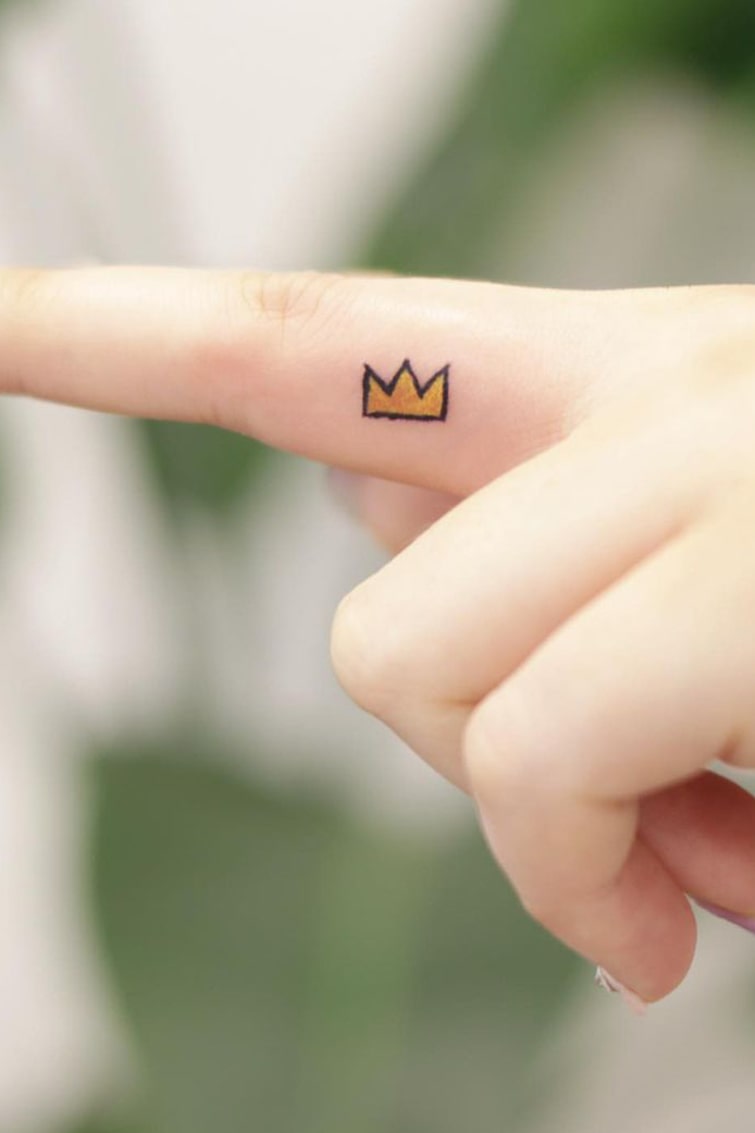 Finger small colorful Tattoo