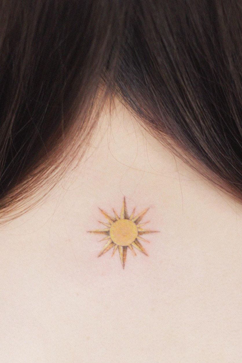 colorful sun small tattoo