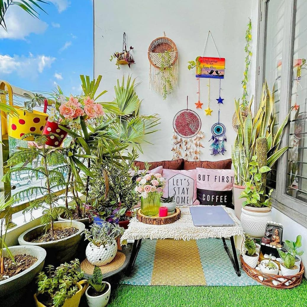 Colorful small balcony