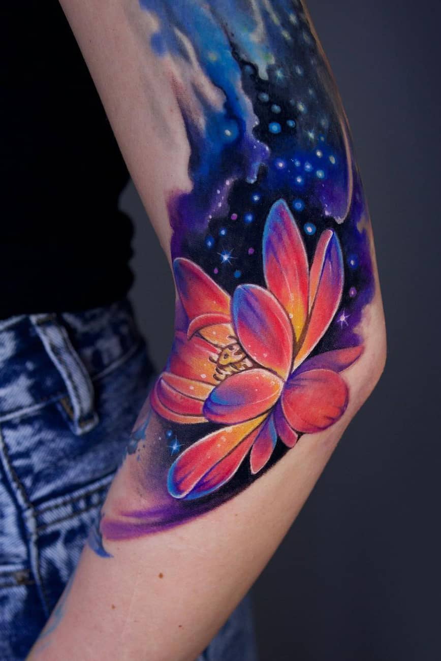 Galaxy lotus tattoo