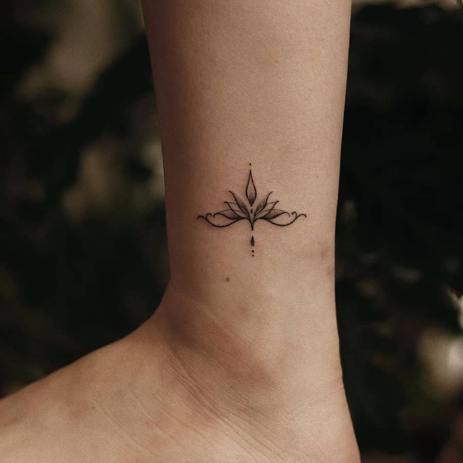 Lotus tattoo on ankle