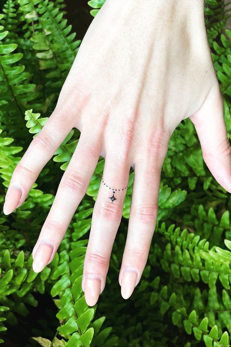 Tiny tattoo on finger