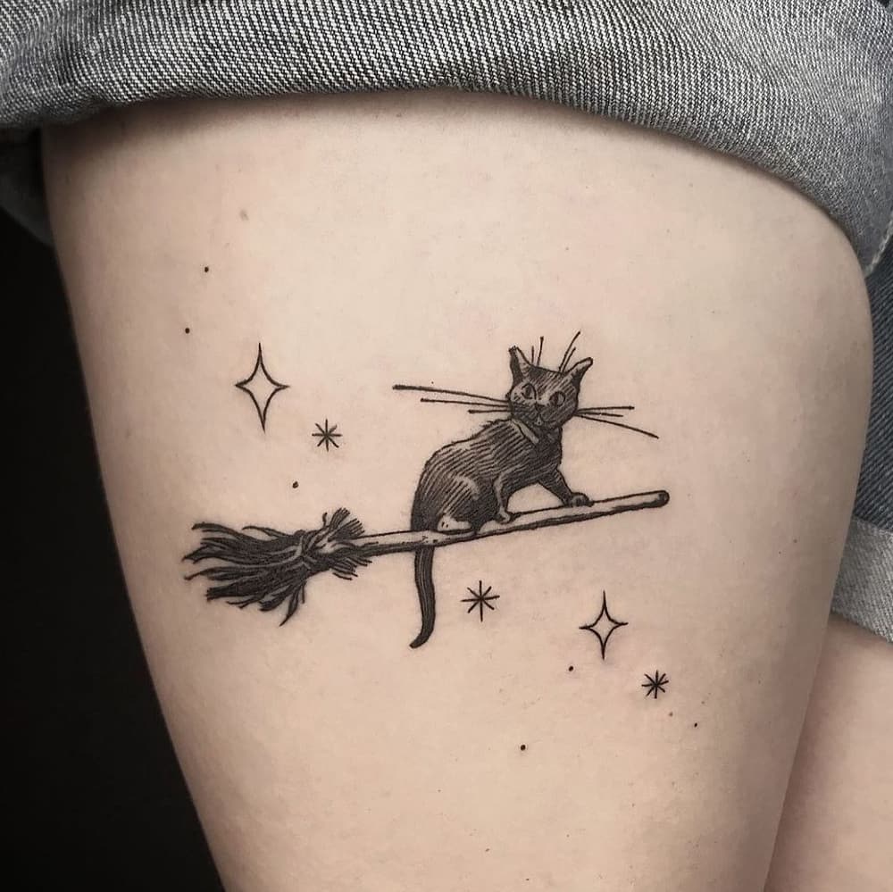 Black cat tattoo