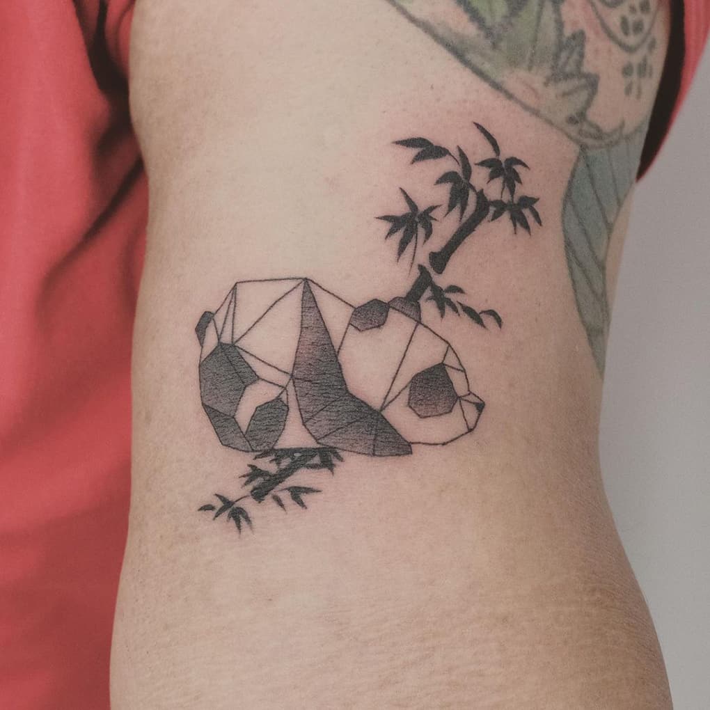 Geometric panda tattoo