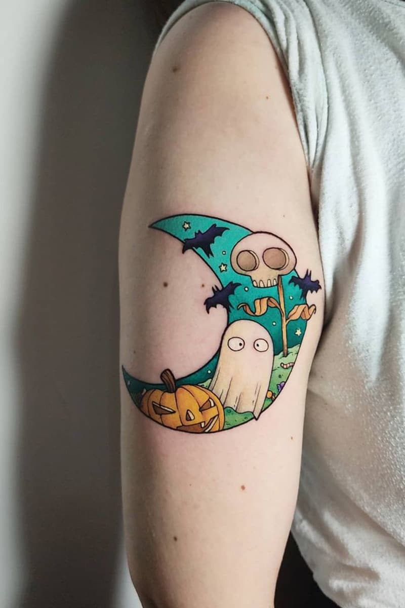 Halloween moon tattoo