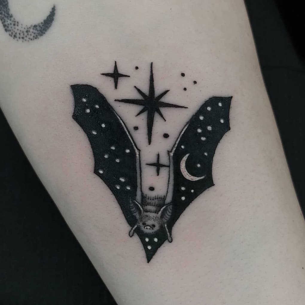 Starry Bat Tattoo