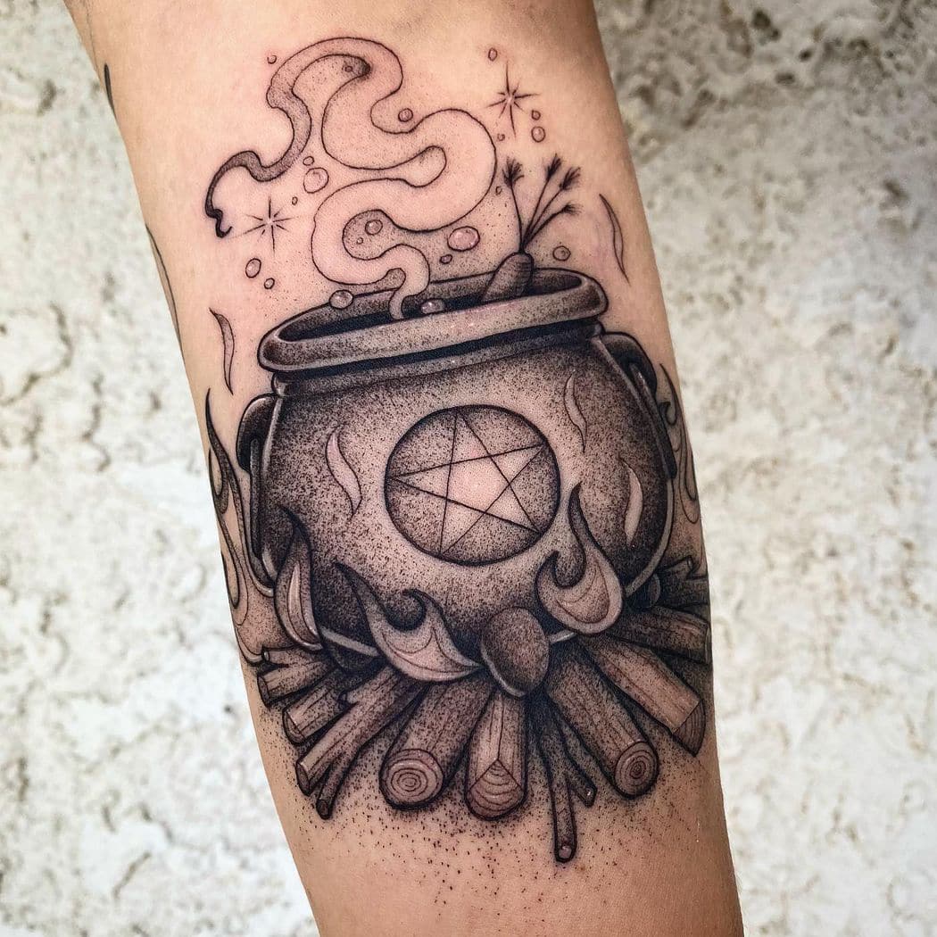 Witch magic jar tattoo