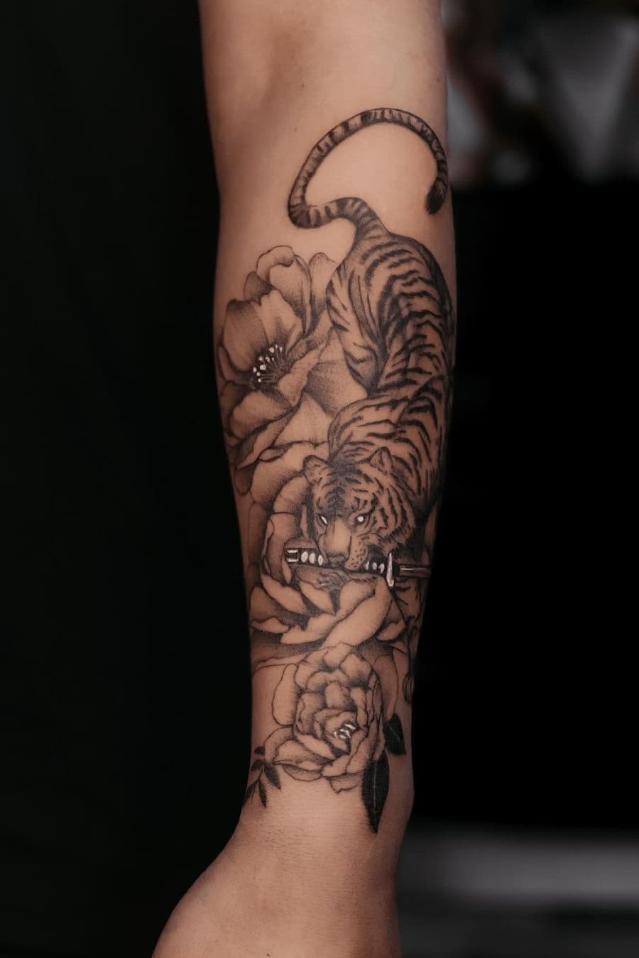 Tiger Flower Tattoo