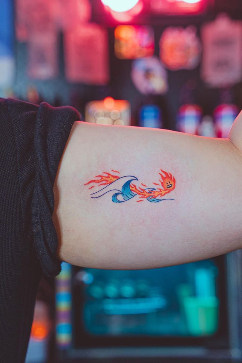 Fire and Wave Tattoo