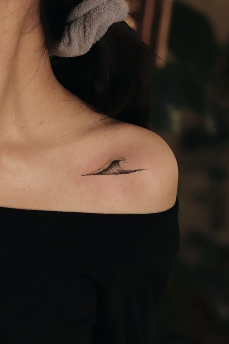 Realistic Wave Small Tattoo