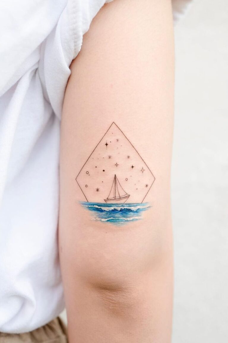 sailboat wave tattoo