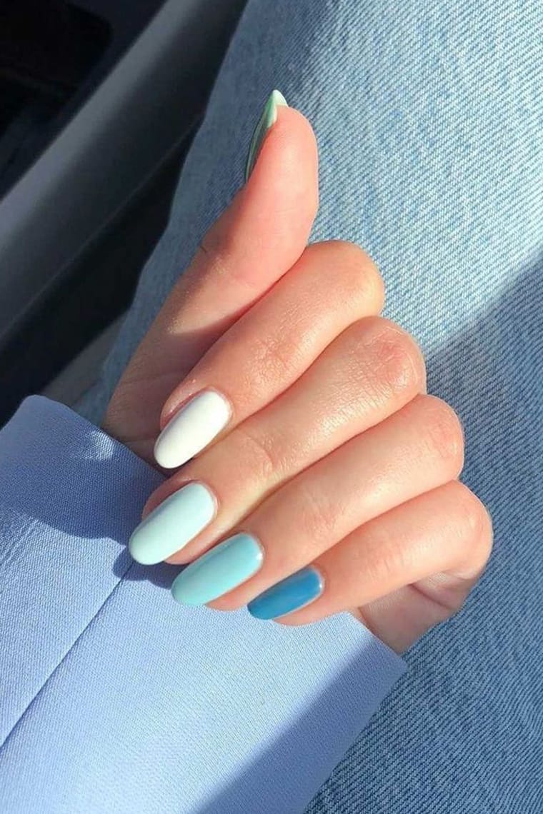 Sky Blue Tone Nails