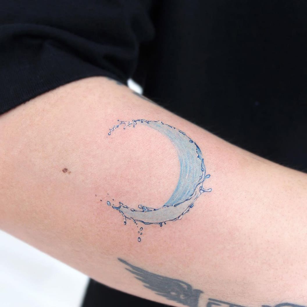 Wave Moon Tattoo