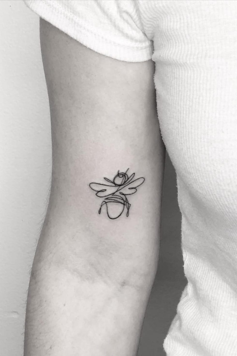 Bee Thin Line Tattoo-2