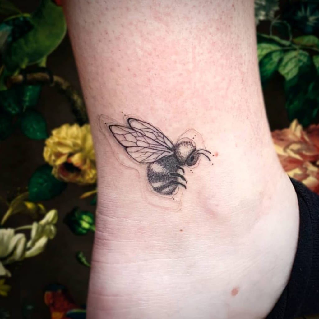 Bee tattoo on ankle-1