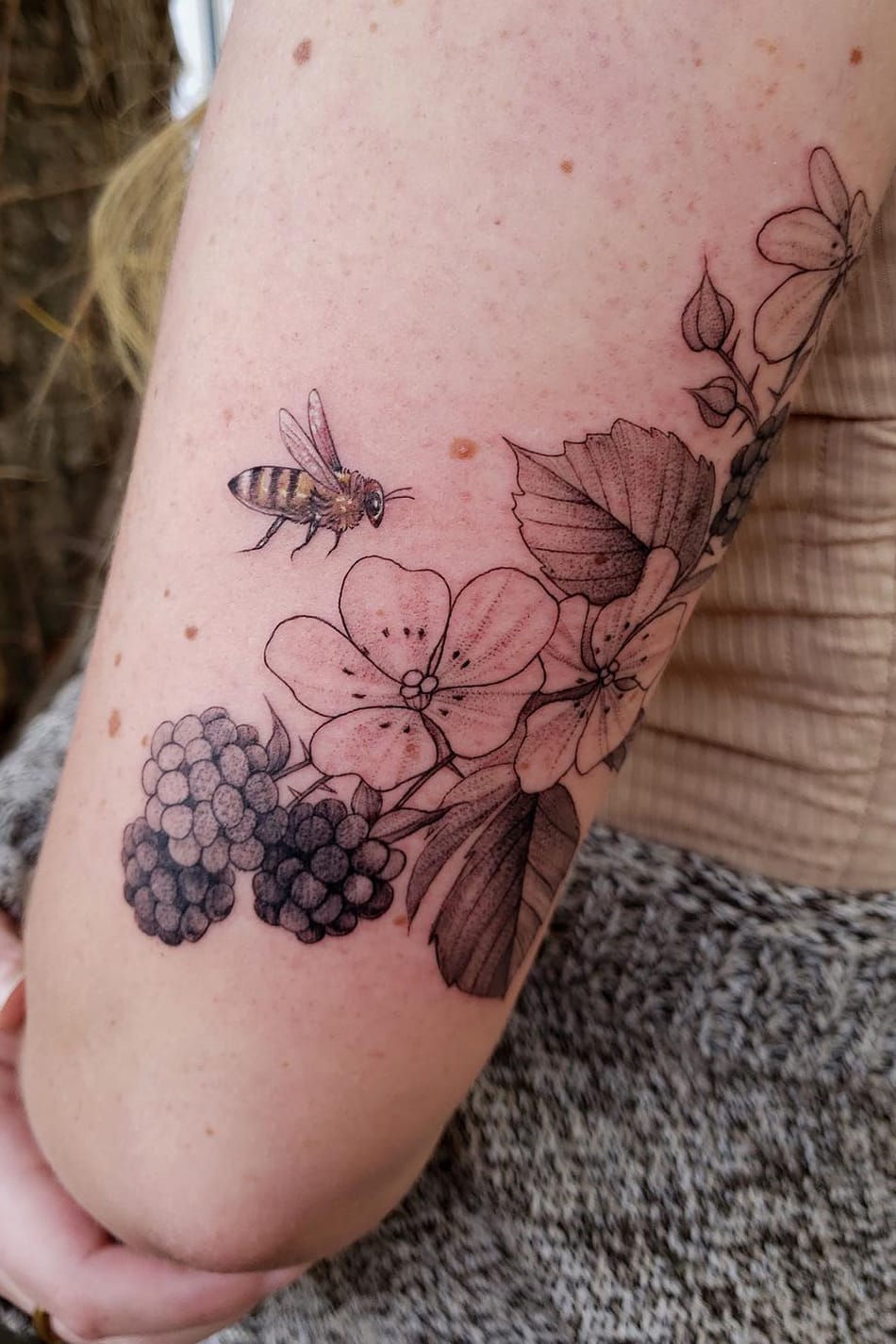 Bee tattoo on arm-1