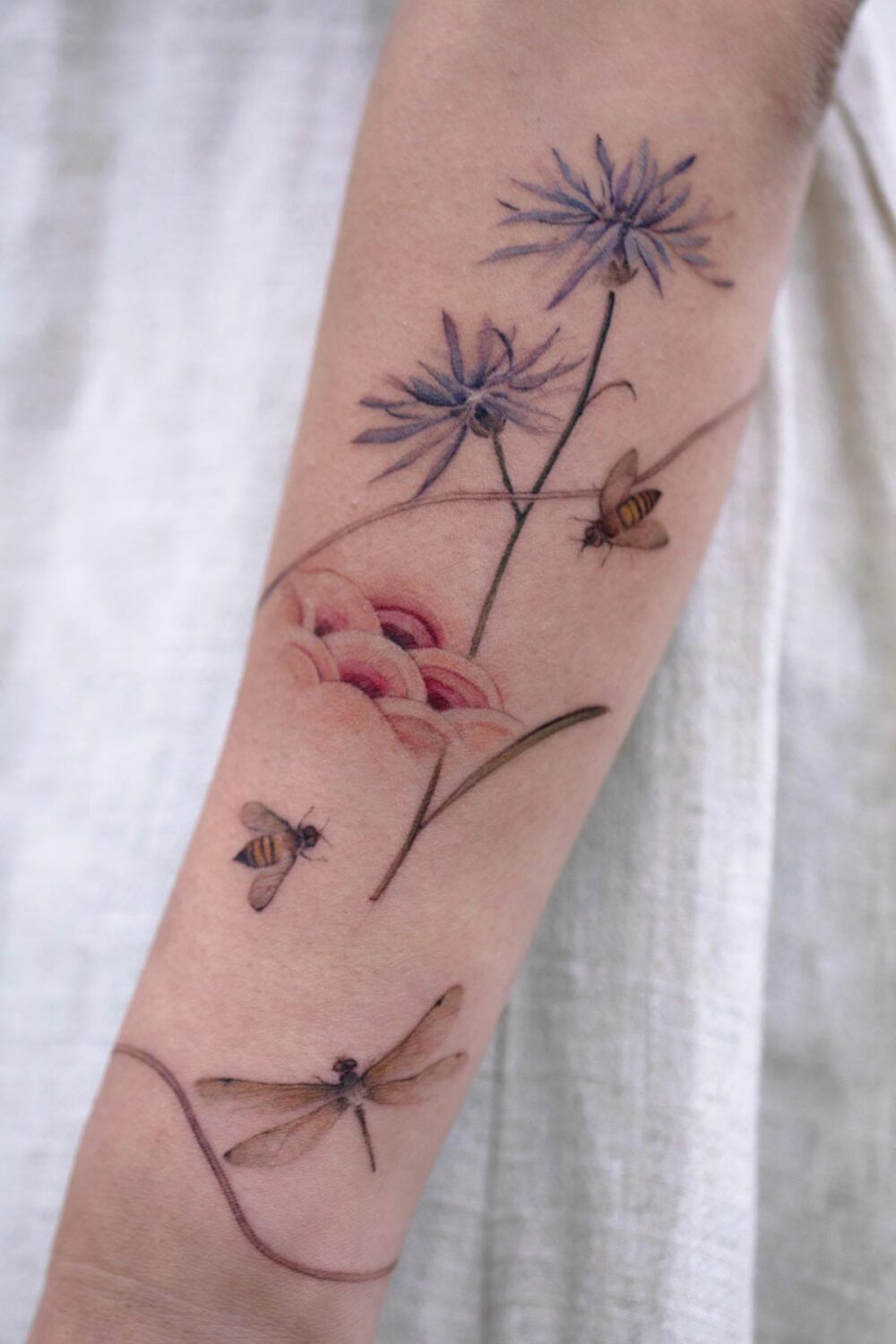 Bee tattoo on forearm-1