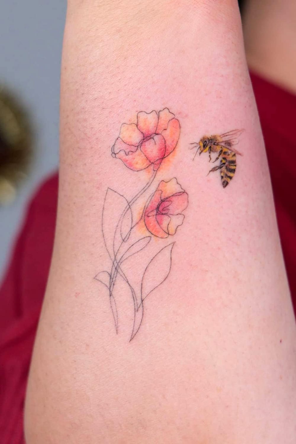 Colorful bee tattoo-1